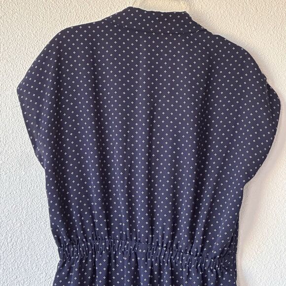 J Crew Pindot Lapel Pants Jumpsuit Women's Size 8 Navy Blue Romper - Picture 6 of 11